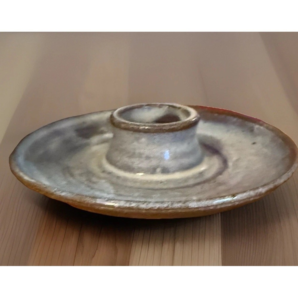 Studio Pottery Candle‎ Holder.  Earth Tone Glaze – Unsigned Candle Holder Saucer